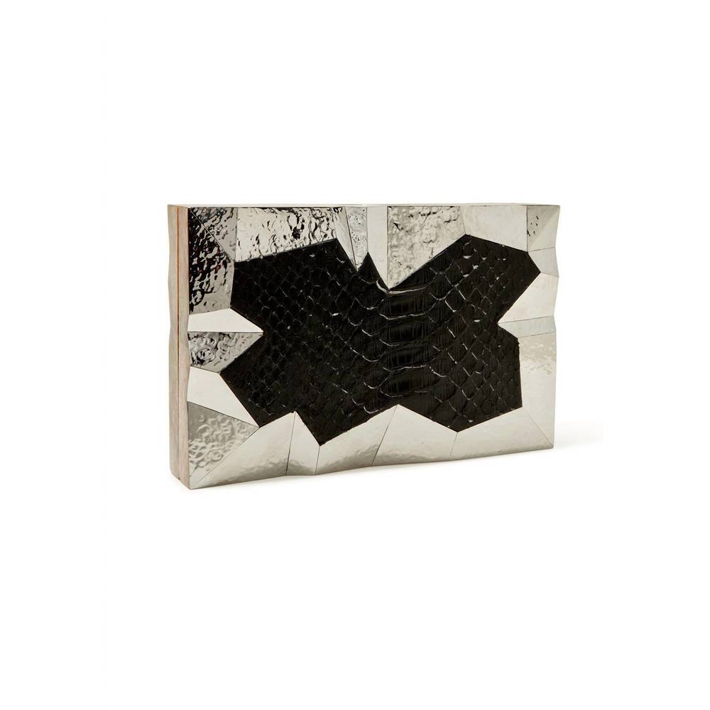 NEW EMM KUO women's abrolhos clutch bag in silver / black